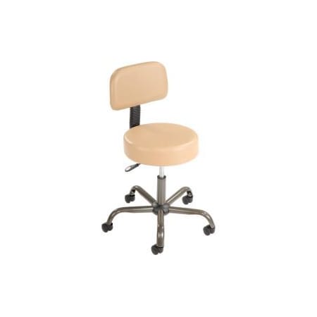 Interion    AntiMicrobial Medical Stool With Backrest - Vinyl - Beige